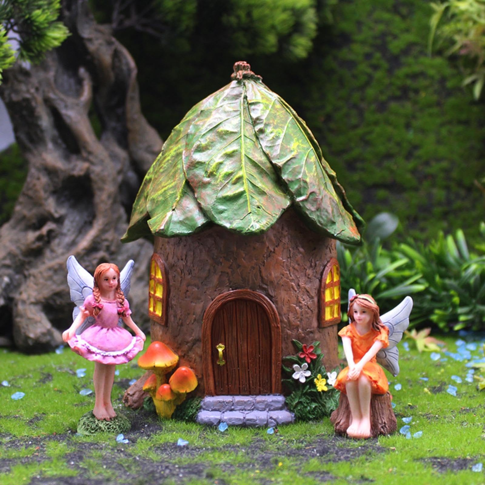 6 Piezas Figuras de Hada Miniatura con Accesorios Florales Y de Resina Ornamentos con Decoración Creativa Adecuadas para Regalo