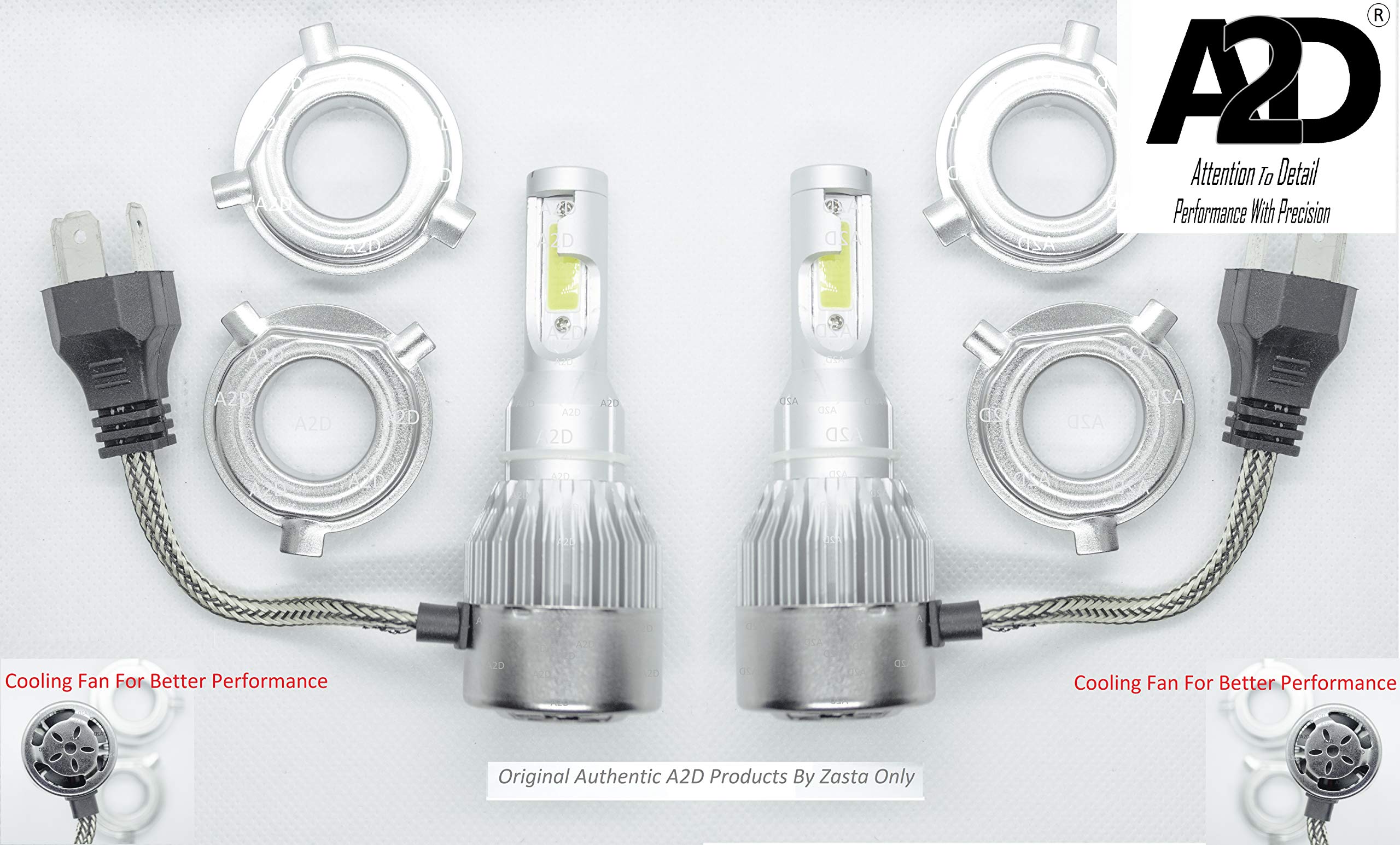 A2D WG-C6 H4 35W 6000K 12V LED HID Car Headlight Bulb Conversion Kit with Cooling Fan Car Head lamp WHITE Set Of 2 For Tata Sierra - 6 Months Replacement Guarantee