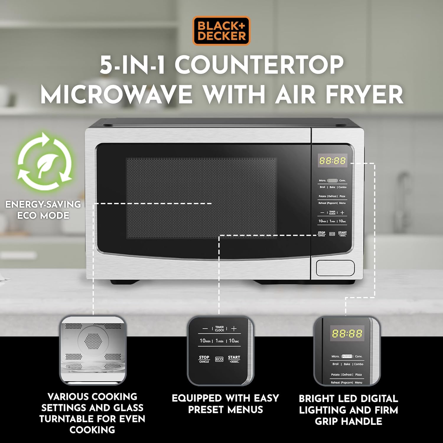 BLACK+DECKER Microwave Eco Mode and Features