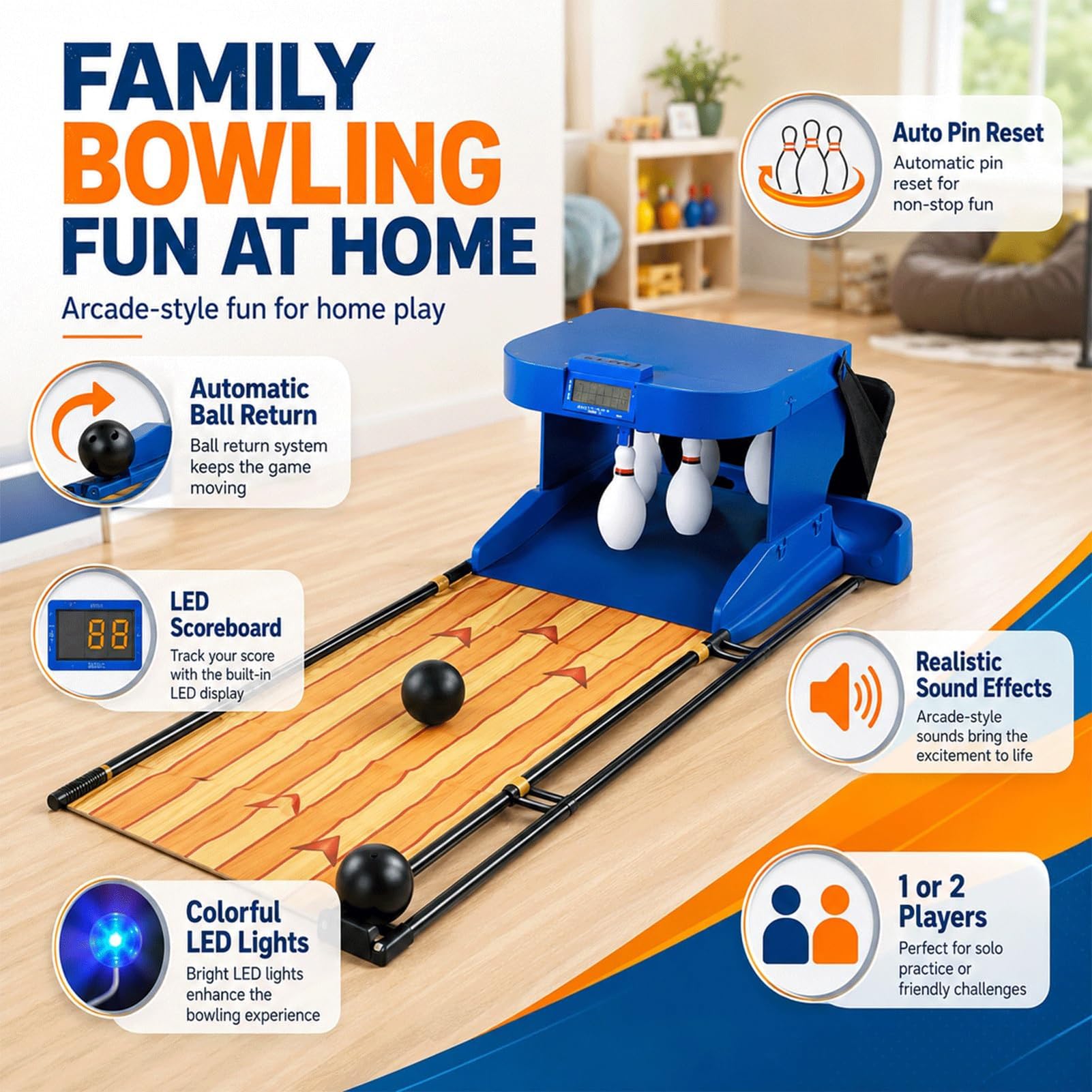 Gioco Di Bowling Elettronico Per Casa Con Reset Automatico E Illuminazione