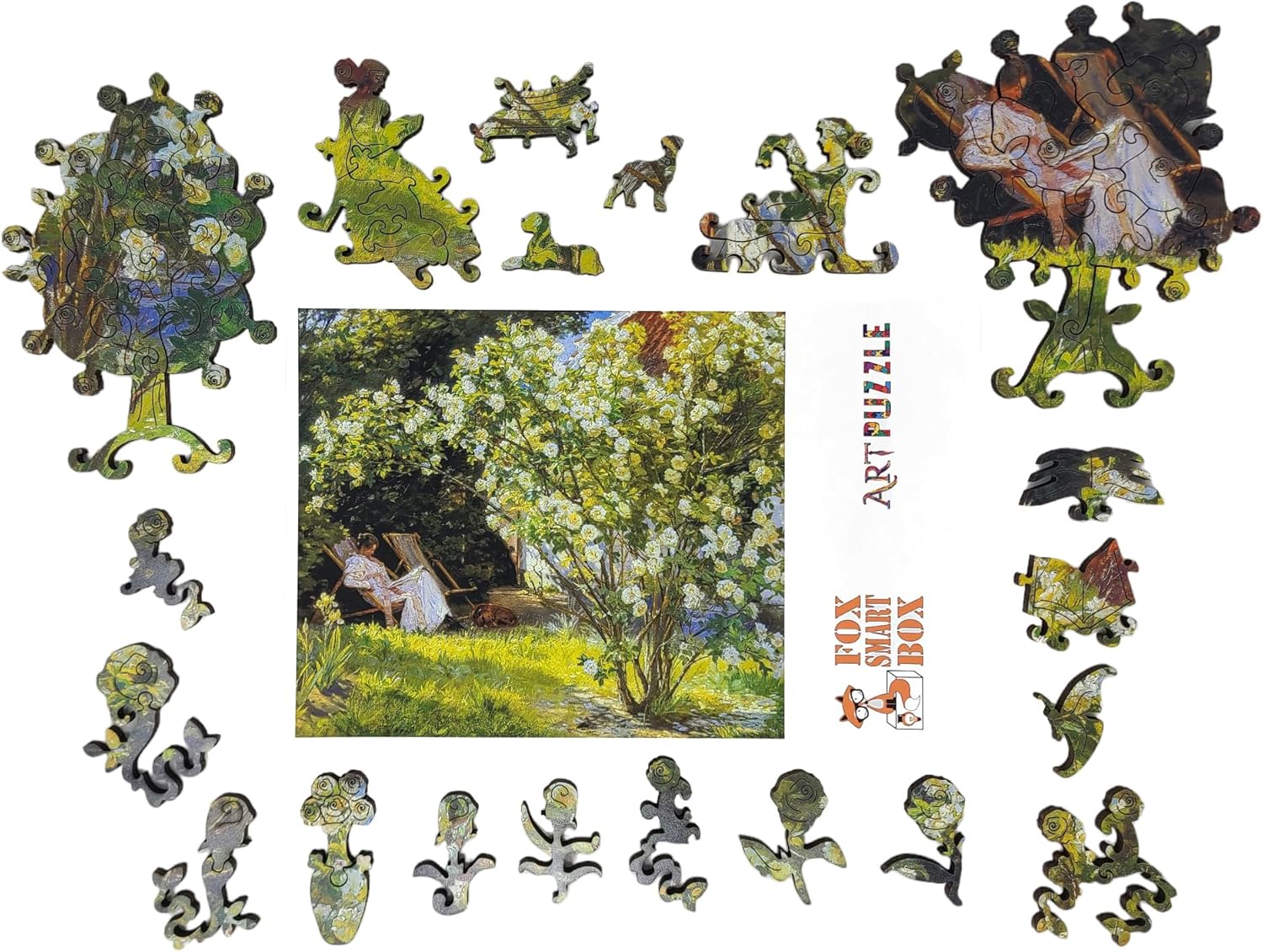 Wooden Puzzle for Adults - Uniquely Shaped Pieces - Made in The USA by FoxSmartBox - 215 Pieces - Roses