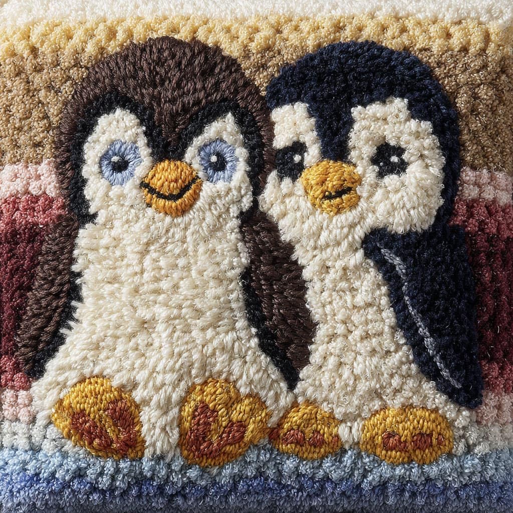 Henypt DIY Latch Hook Cushions Kits, Penguin