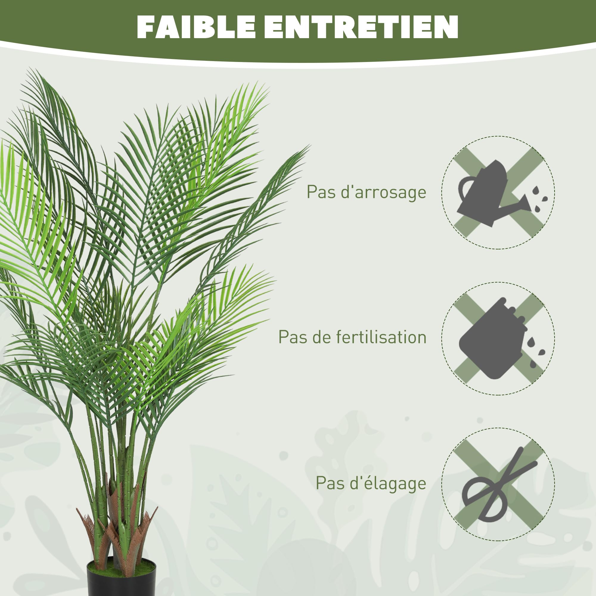 HOMCOM Plante Artificielle intérieure 120 cm, Palmier Arbre Artificiel avec Flocage et Pot en Plastique, Fausse Plante décoration pour Maison, Salon, Bureau, Chambre, Vert