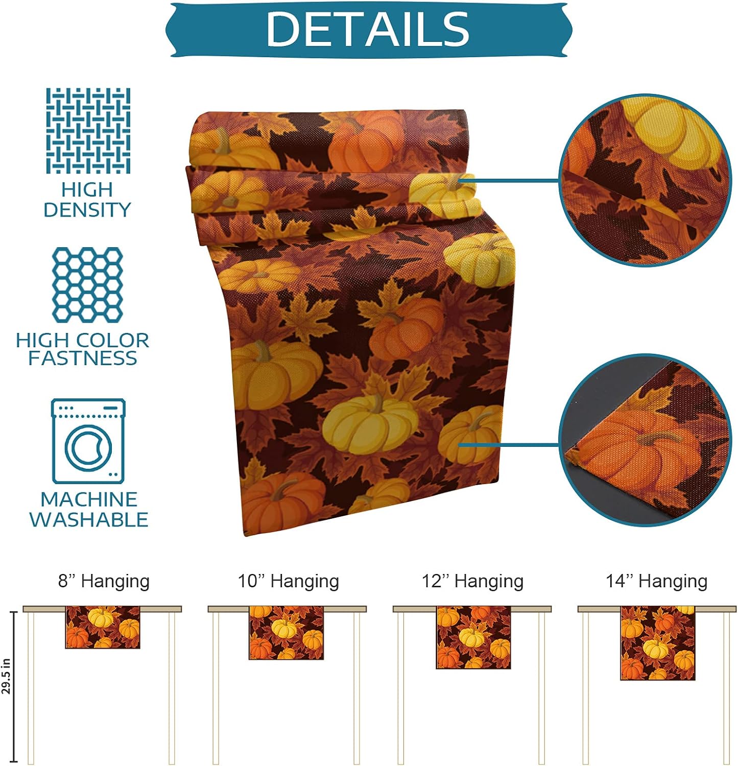 Love - Home Burlap Linen Table Runner 108 Inch Long, Fall Thanksgiving Pumpkin Maple Filling Kitchen Dining Dresser Scarves, Autumn Orange Farmhouse Decor for Coffee Wedding Party Banquet, 13x108 in : Home & Kitchen