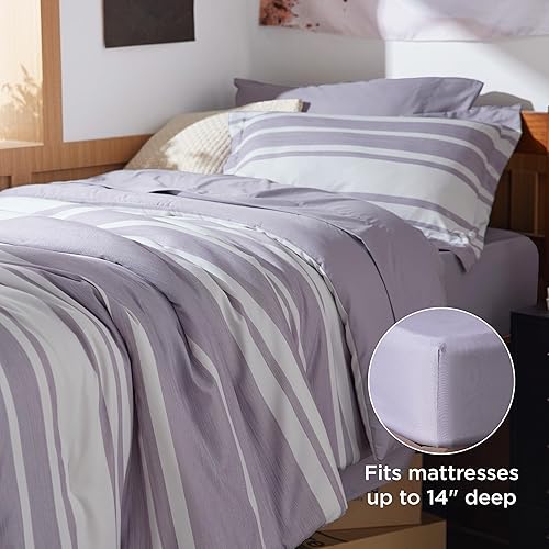 Miniatura 5 de Bedsure - Juego de edredón de 5 piezas, extralargo, para todas las estaciones, con 1 sábana encimera, 1 sábana bajera, 1 funda de almohada y 1 funda