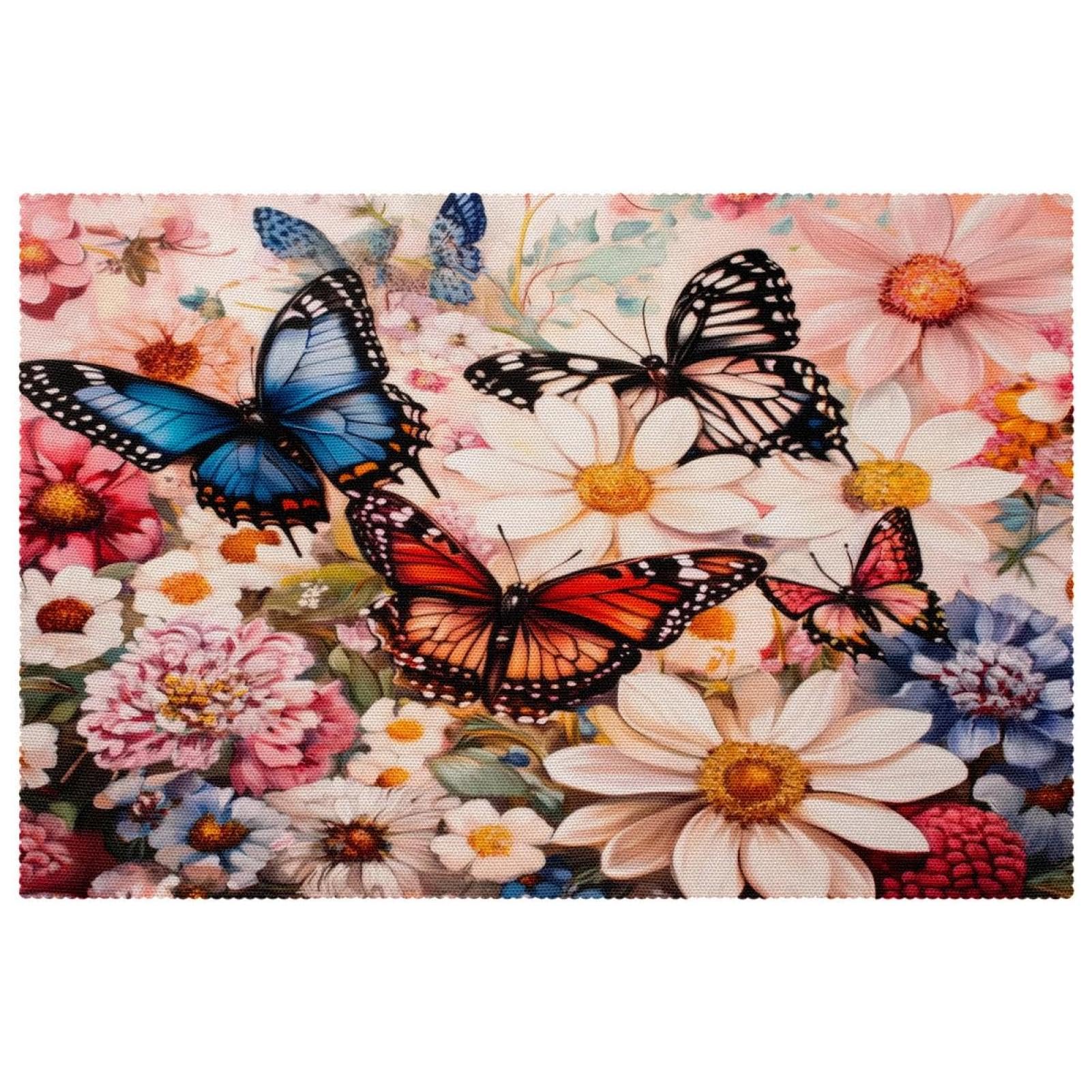 Set de table facile à nettoyer lot de 4 tissu Oxford motif papillon
