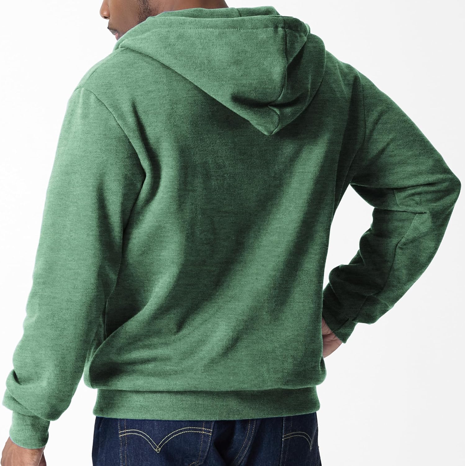 Ohoo Mens Slim Fit Long Sleeve Zip-up Fleece Hoodie With Kanga Pocket