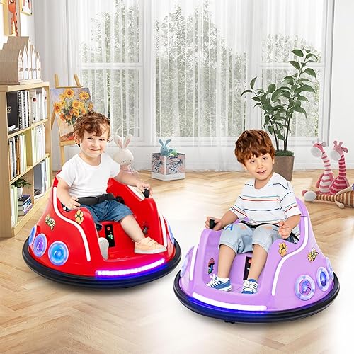 Miniatura 2 de HONEY JOY Coche parachoques para niños pequeños de 12 V, funciona con batería, joysticks duales, luz LED intermitente y música, juguetes de vehículo