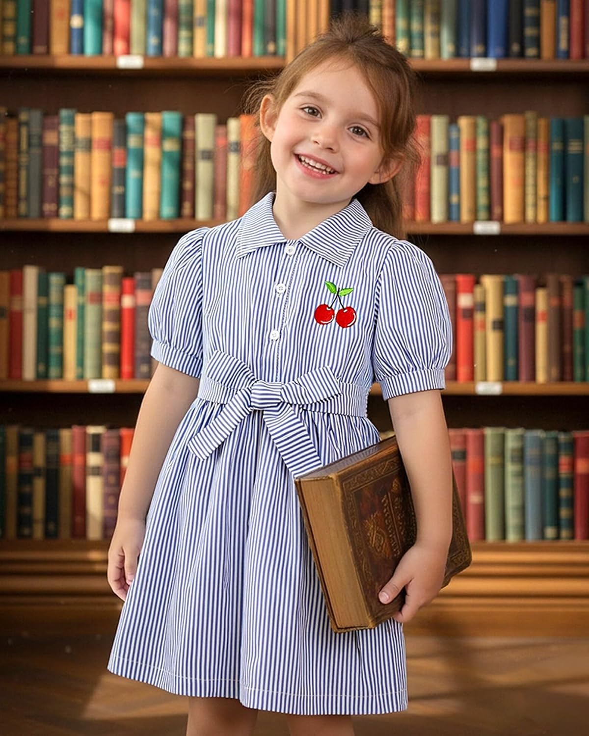 Kucnuzki Girls Summer Spring Dresses Toddler Girl Clothes Short Sleeve Button Up Casual Preppy Sun Dress Summer Outfits image 2