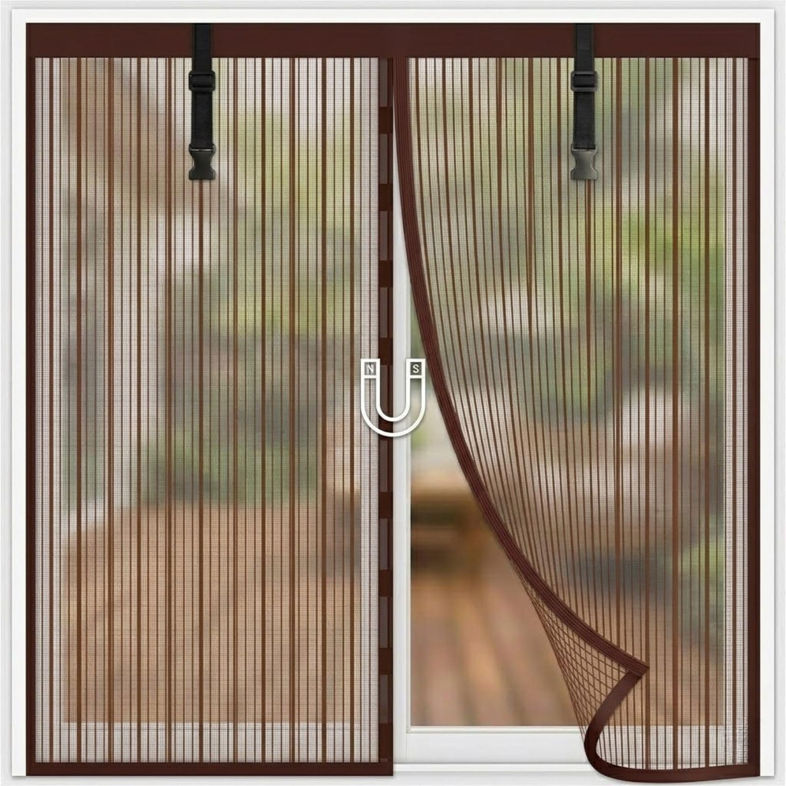 Magnetic Window Screen, Self-Adhesive, Fiberglass Mesh, Multicolor, Multiple Sizes(Brown,90x130cm)
