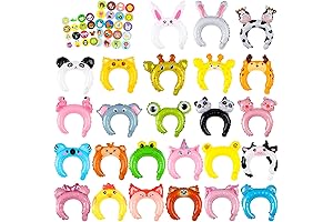 mallmall6 50PCS Zoo Animal Inflatable Headbands Wildlife Balloon Hair Hoop
