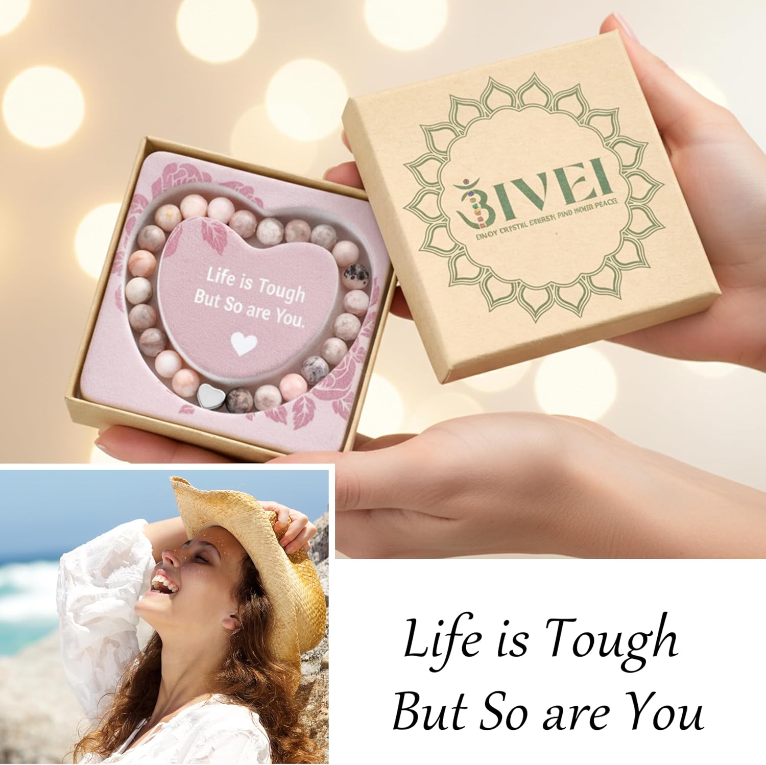 Bivei Inspirational Bracelet for Women, Valentine's Day Christmas Birthday Get Well Gifts for Mom Daughter Sister Grandma Friend - Image 3