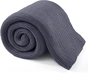 Guohaoi Knitted Weighted Blanket for Adults (Dark Grey 50"x75" 15lbs) No Beads Cooling Throw Blanket for Hot Sleepers, Home Decor Breathable Chunky Knit Heavy Blanket Use on Full Size Bed