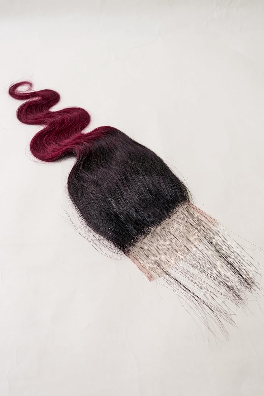 Burgundy Body Wave 4x4 Closure Human Hair, Ombre Brazilian Virgin Remy Pre Plucked, 100% human hair Closure Free Part 15A, Two tone Burgundy and black 4X4 hd lace closure wigs T1B/99J 12 inch