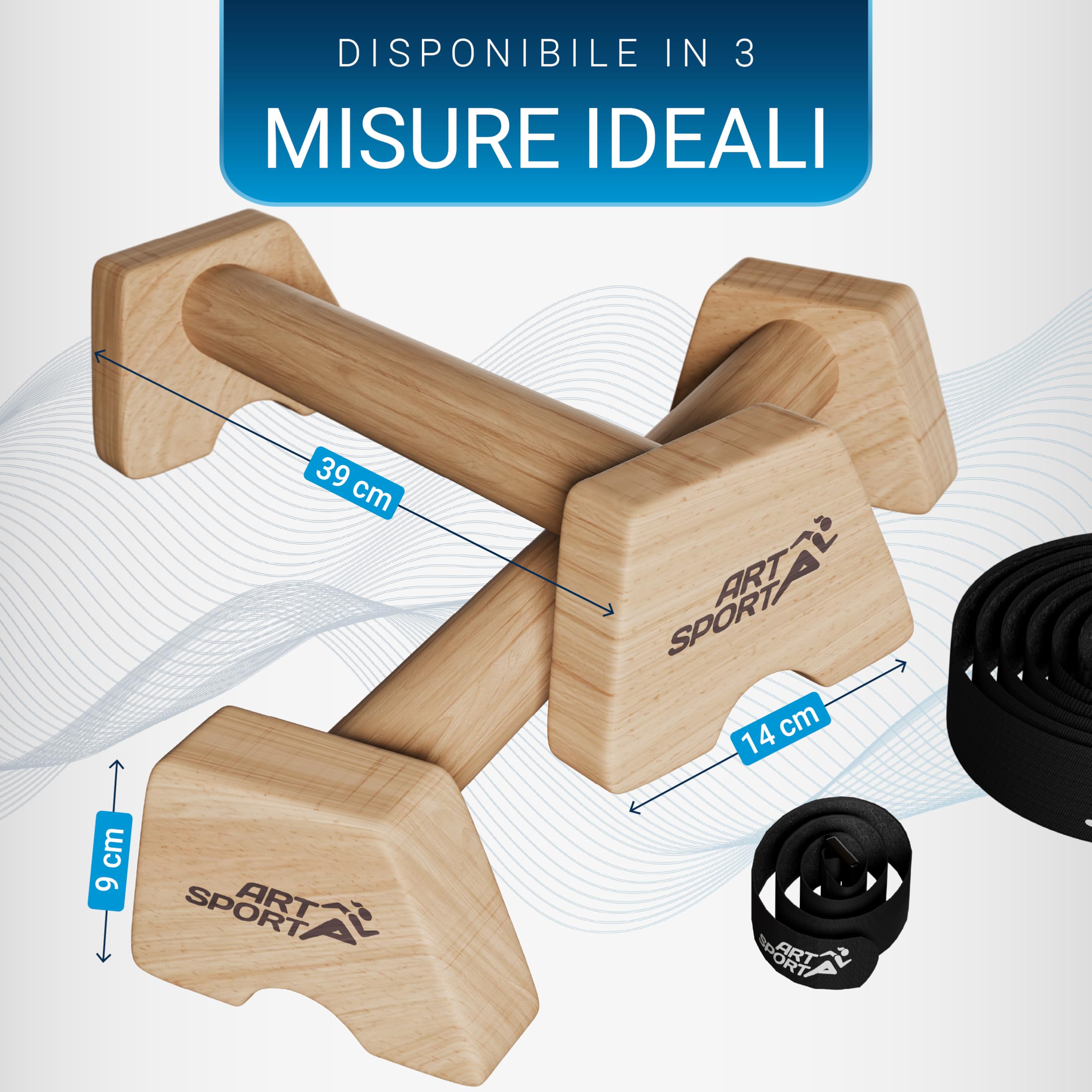 ArtSport Maniglie per flessioni in legno – Parallettes antiscivolo per calisthenics, allenamento a casa e all’aperto, attrezzi fitness palestra