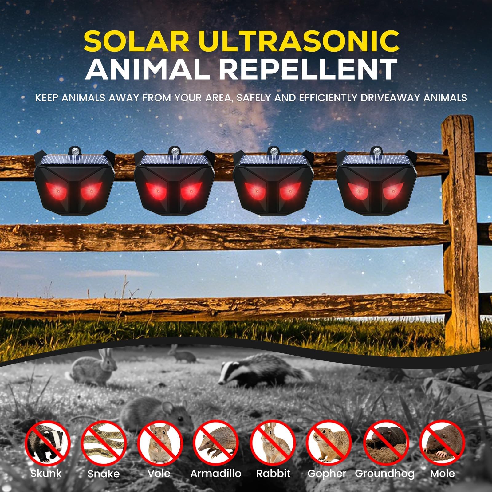 Repelente de Gatos por Ultrasonido, Ahuyentador de Gatos Solar para Jardín con Sensor y Luz Flash, Dispositivo de Repulsión para Exterior para Ahuyentar Gatos y Murciélagos