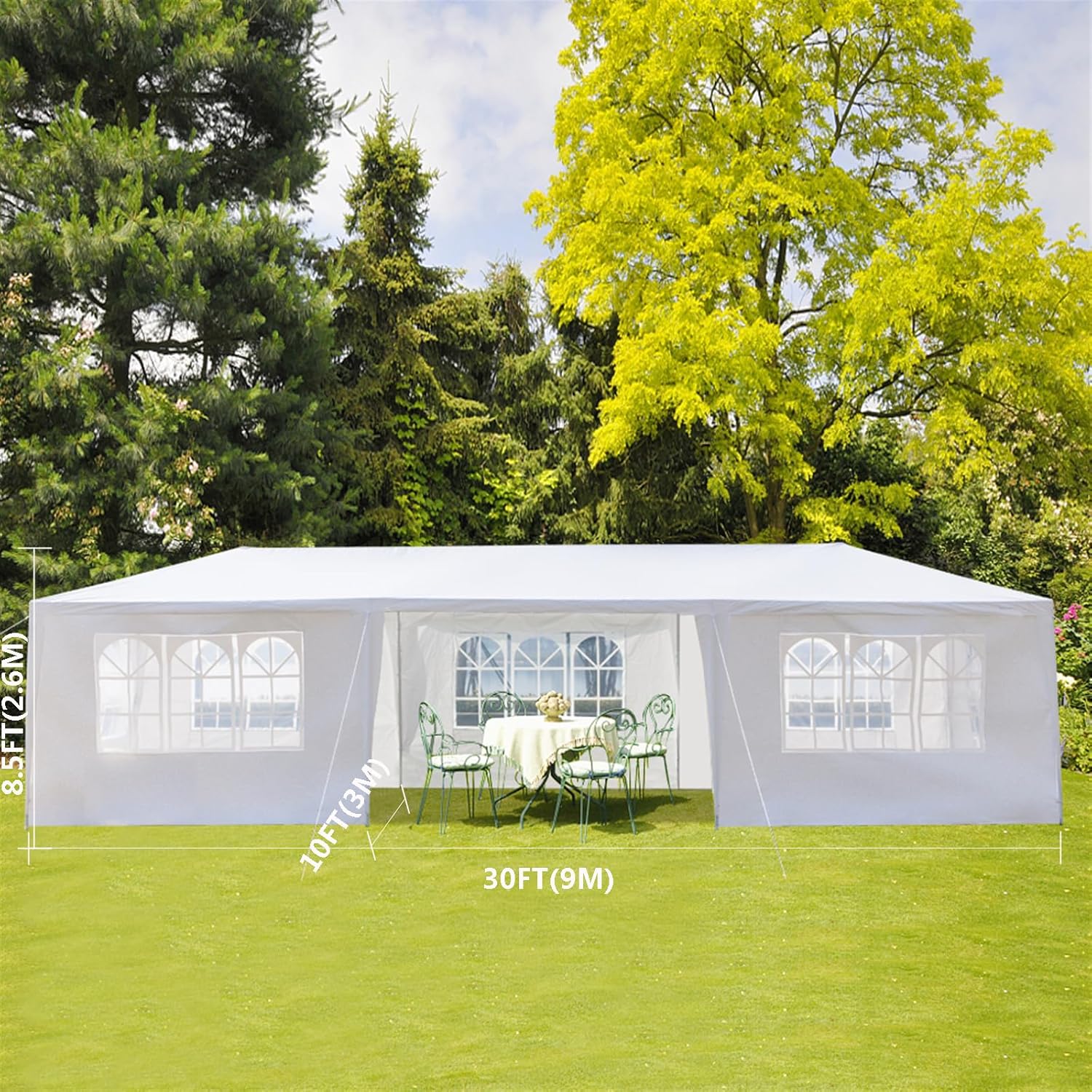 Outdoor Gazebo Canopy Wedding Party Tent Camping Shelter Commercial Instant Shelter Waterproof Tent with Removable Side Walls (10'x30' Seven Sides)