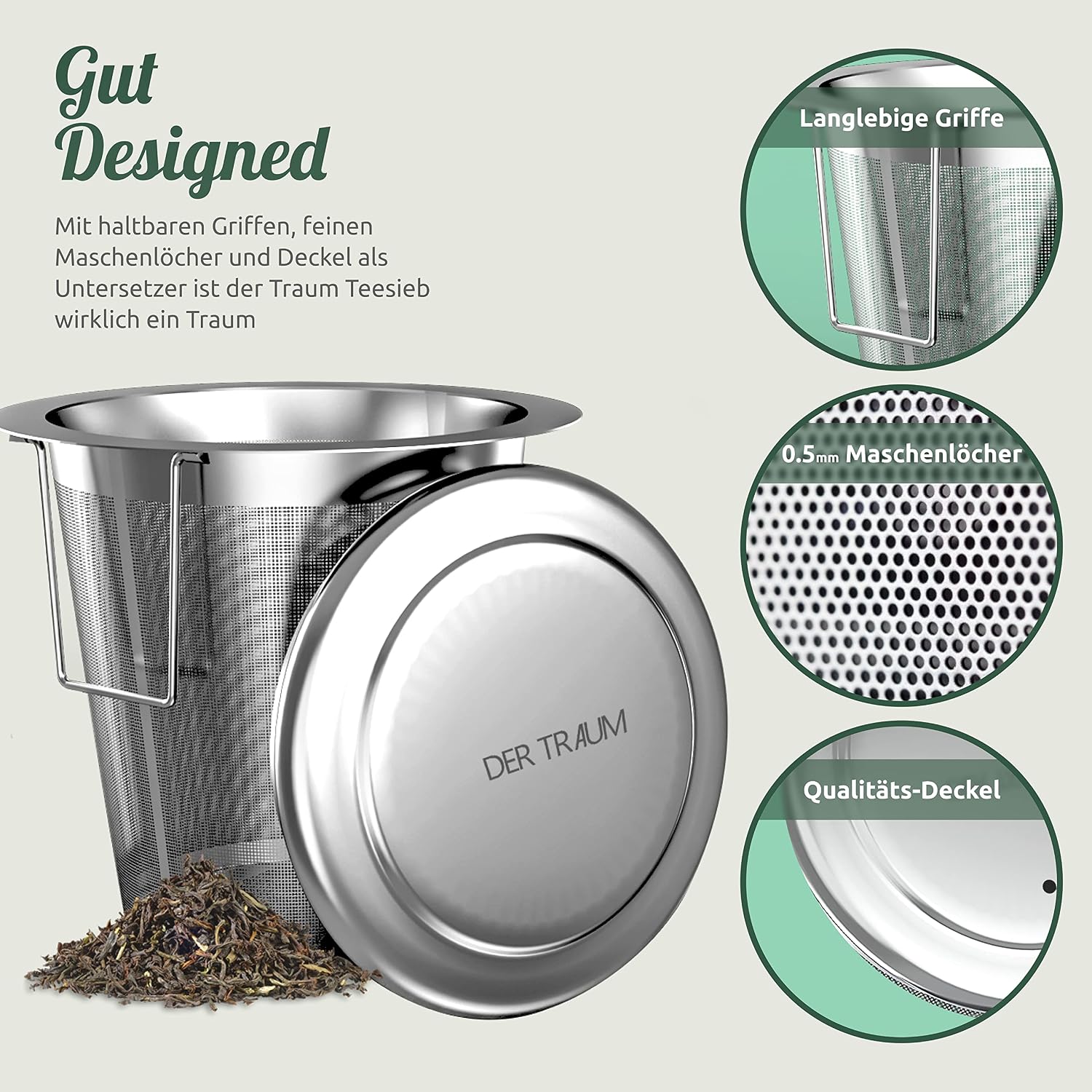 Der Traum Tea Strainer for Loose Tea Made of 304 Stainless Steel - Image 4