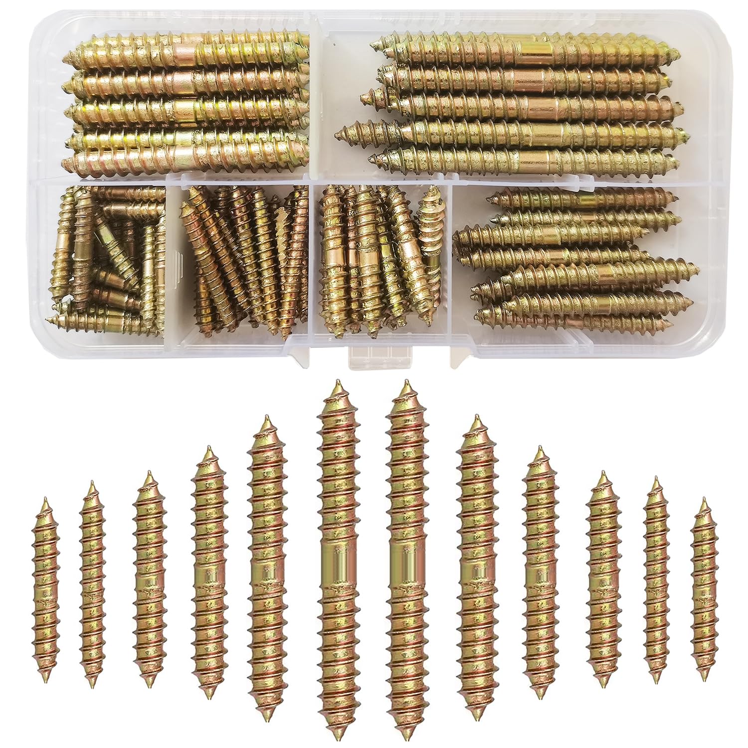 84 Pcs M4 M5 M6 Double Sided Screws,Galvanized Dowel Screw Self-Tapping Double Ended Screw Woodworking Furniture Connector(25/30/40/50/60mm)