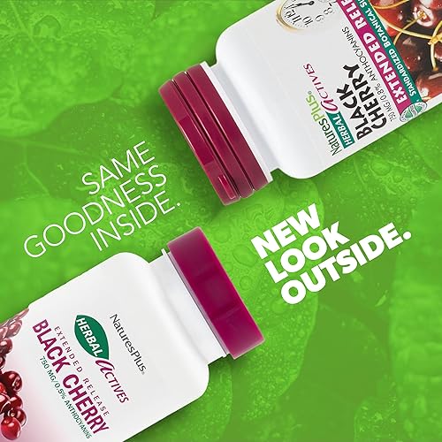 Miniatura 2 de NaturesPlus Herbal Actives Black Cherry, liberación extendida  750 mg de antocianinas, 30 tabletas vegetarianas  30 porciones