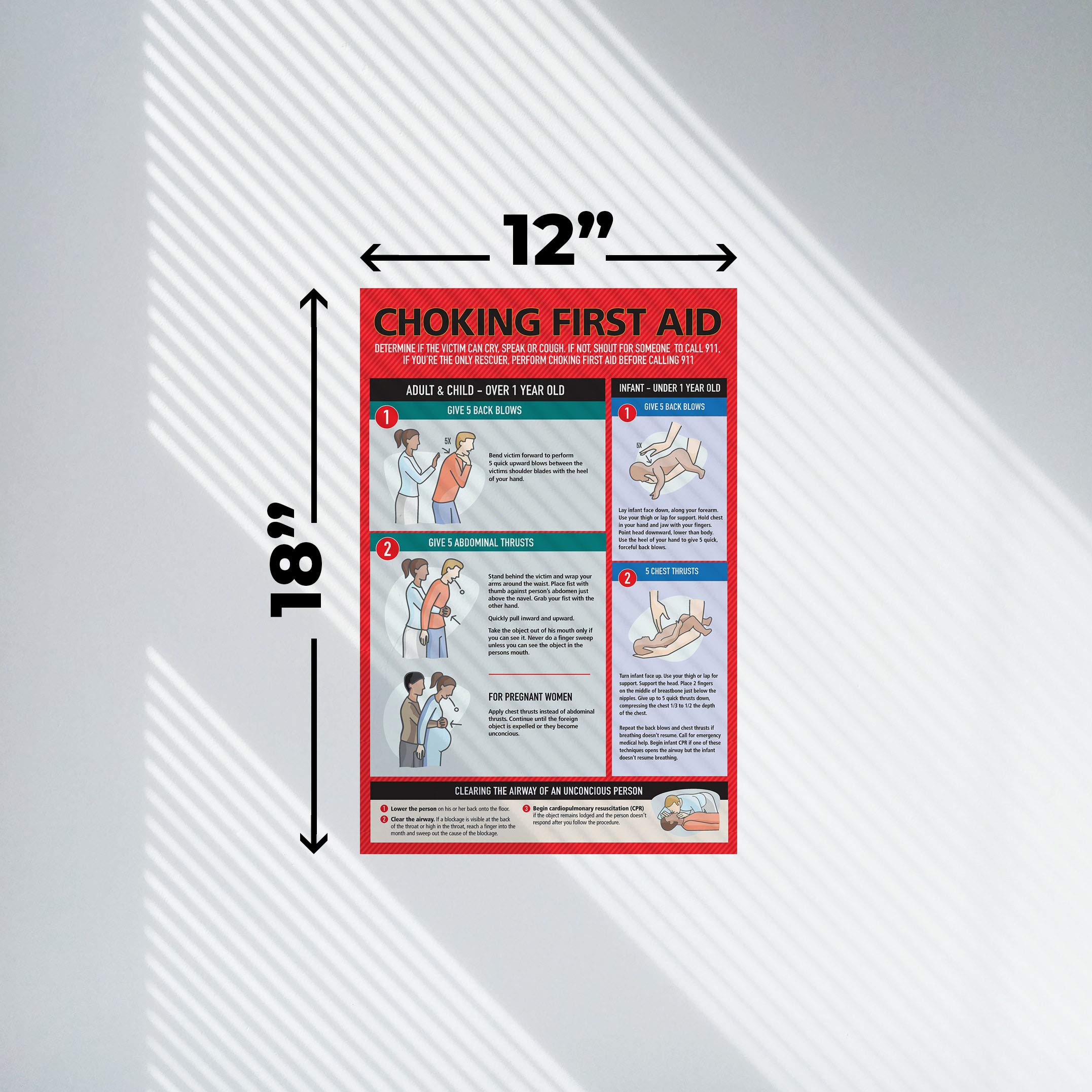 Buy Safety Choking Victim Poster Measures 12" x 18", Choking First Aid