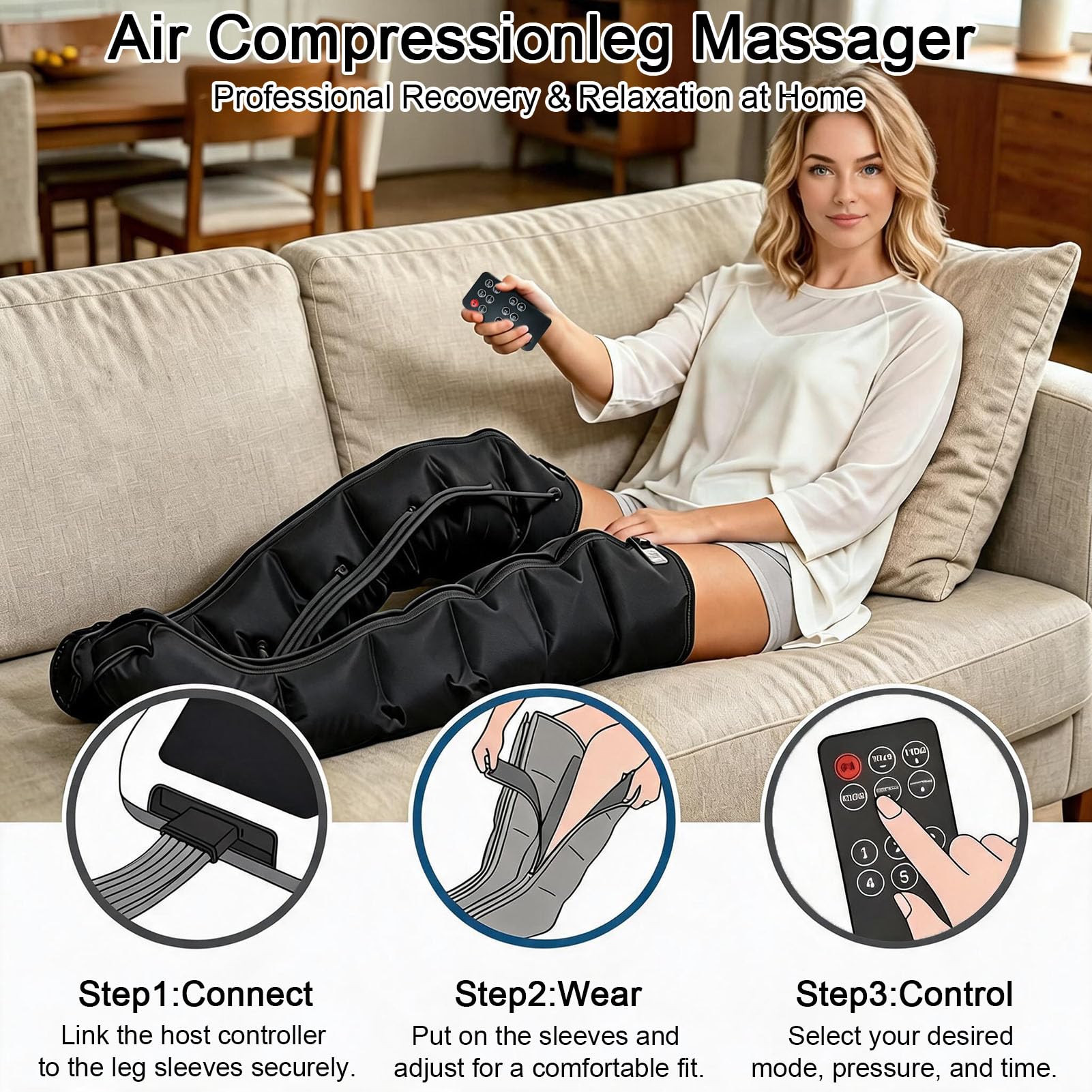 Pressoterapia Linfodrenaggio Professionale, Pressoterapia Gambe E Addome Braccia per Casa con Display Touch Screen E 6 Programmi di Massaggio, Massaggiatore Elettrico 6 Camere
