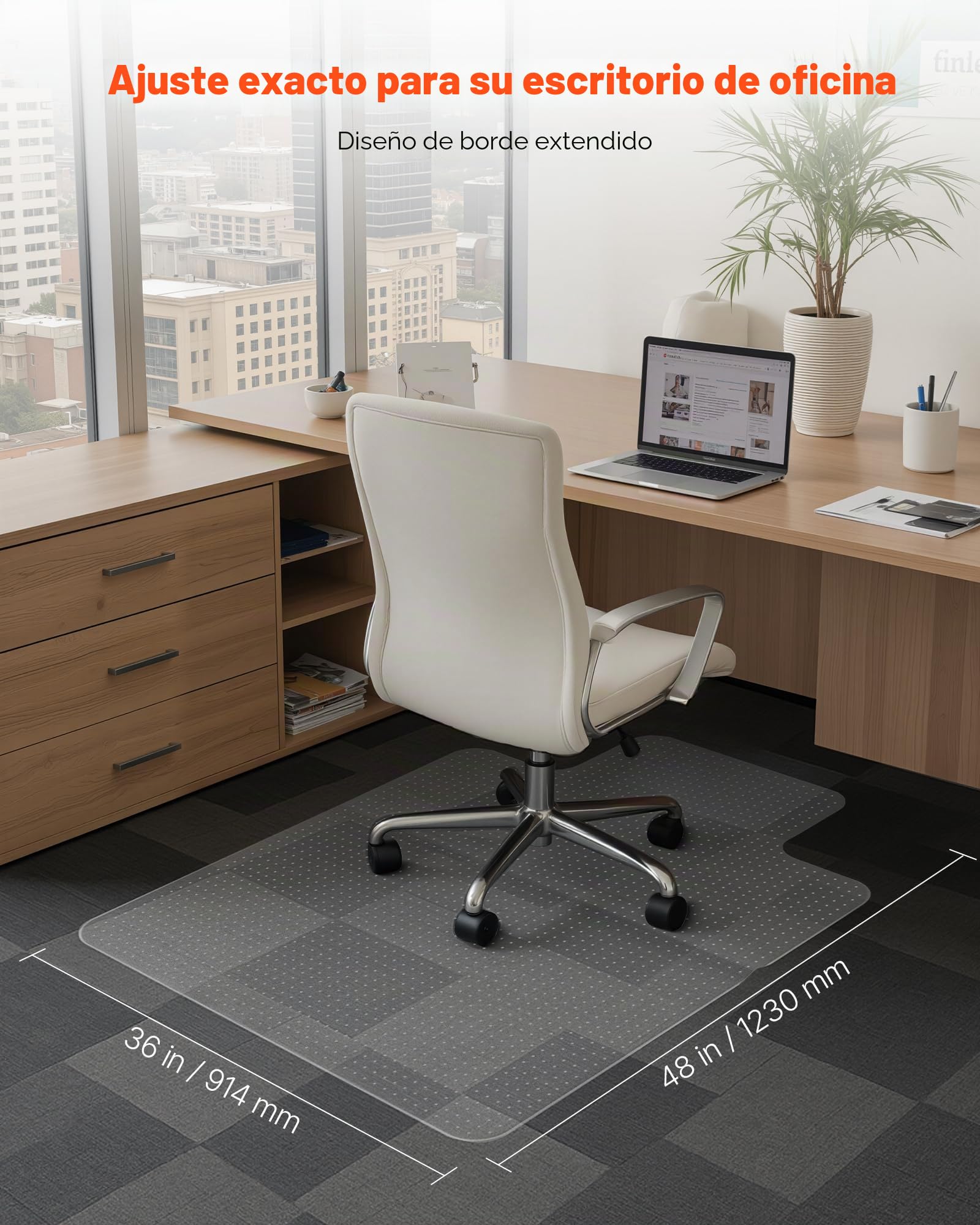 VEVOR Alfombra Protectora para Suelos Alfombrados 1219,2 x 914,4 mm Alfombrillas de PVC para Silla de Oficina Antideslizante Fácil de Limpiar Deslizamiento Suave para Hogar, Oficina, Transparente