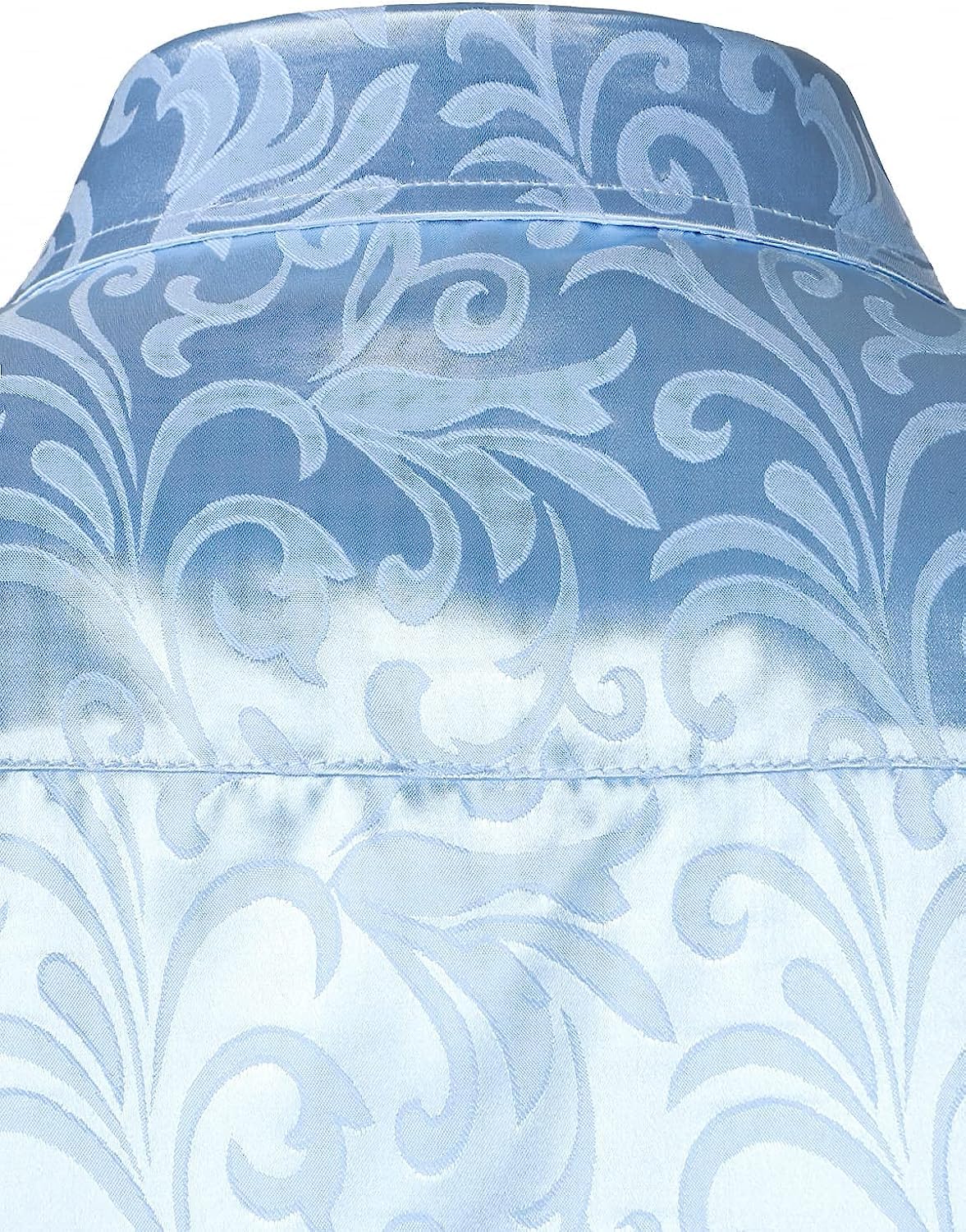PARKLEES Camicia da uomo a maniche lunghe in jacquard di lusso, vestibilità aderente, in raso, con stampa floreale, per feste di nozze e balli