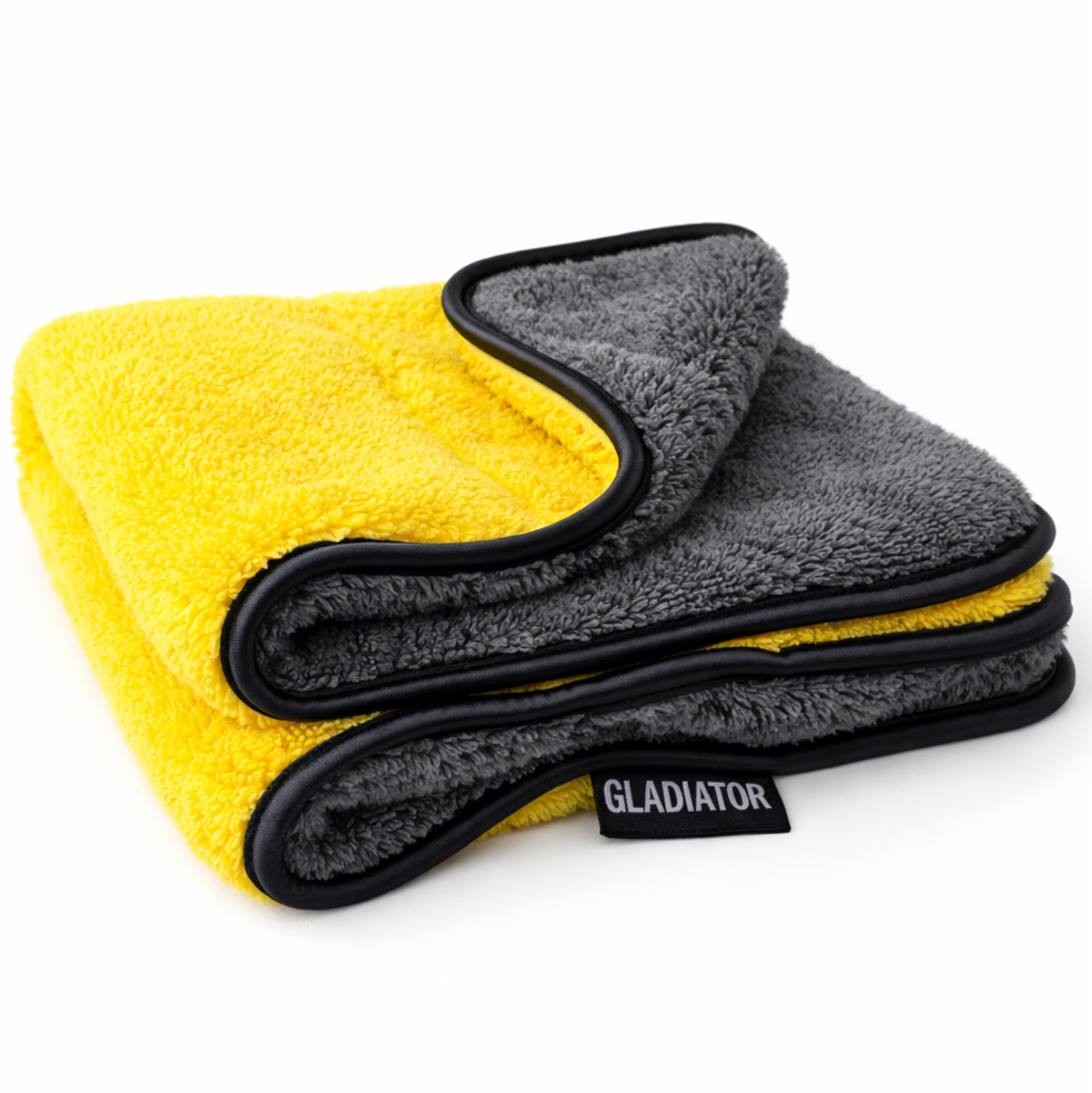 Bergmann Gladiator Extra-Thick Microfibre, 800gsm, Double Ply, Dual Sided, Ideal for Drying, Buffing and Cleaning, For Car, Bike & Home, Yellow