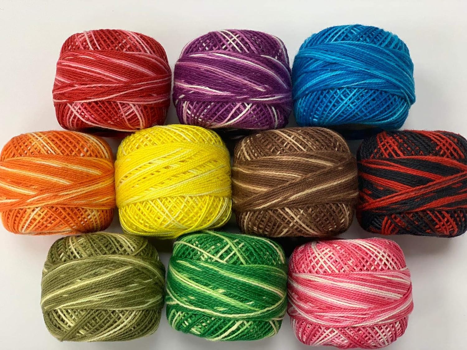 10 Variegated OASIS Pearl Cotton Crochet Balls Embroidery Threads