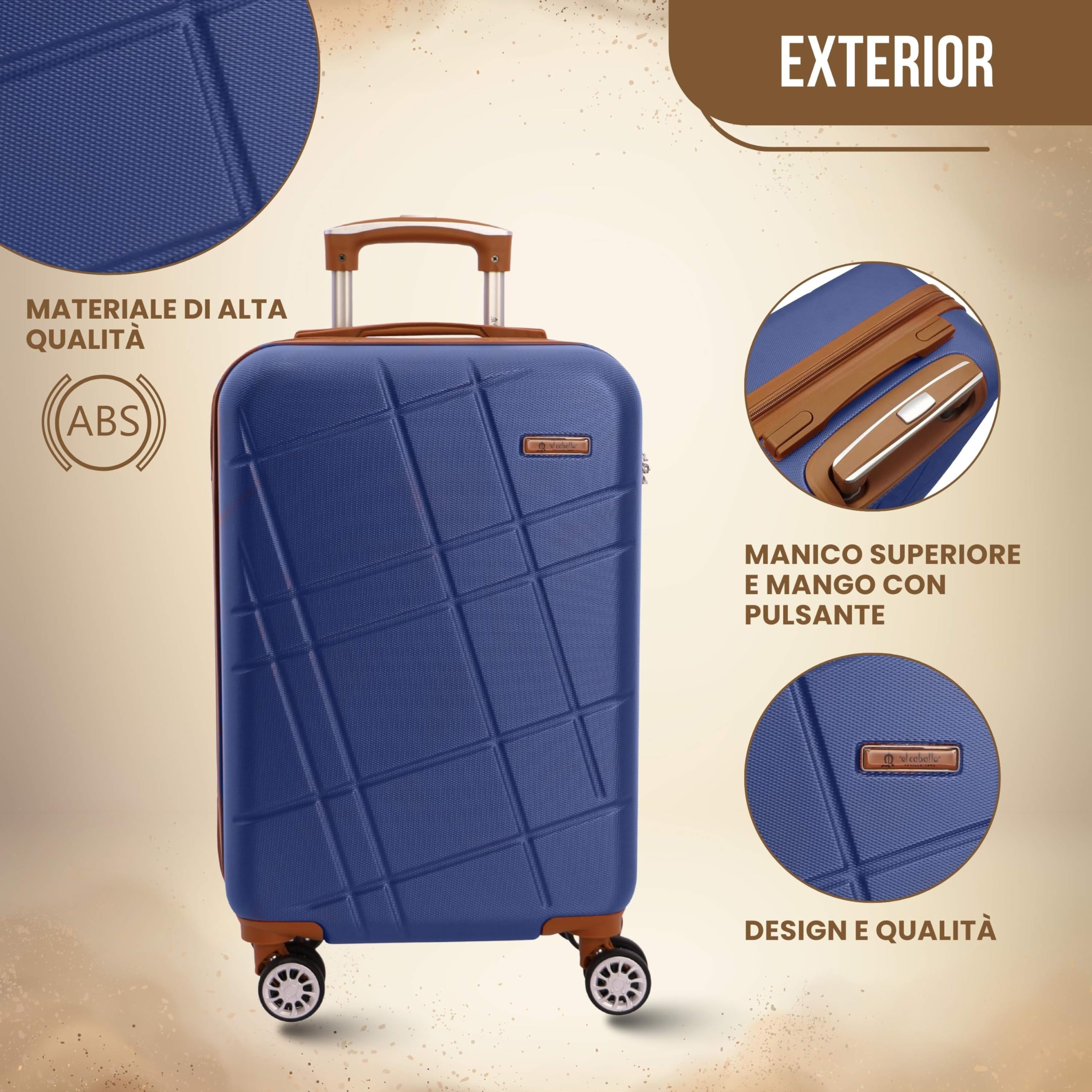 El Caballo - Trolley bagaglio a mano 55x40x20 | Valigia Bagaglio a mano Ryanair | Valigia Media Rigida | Trolley Cabina