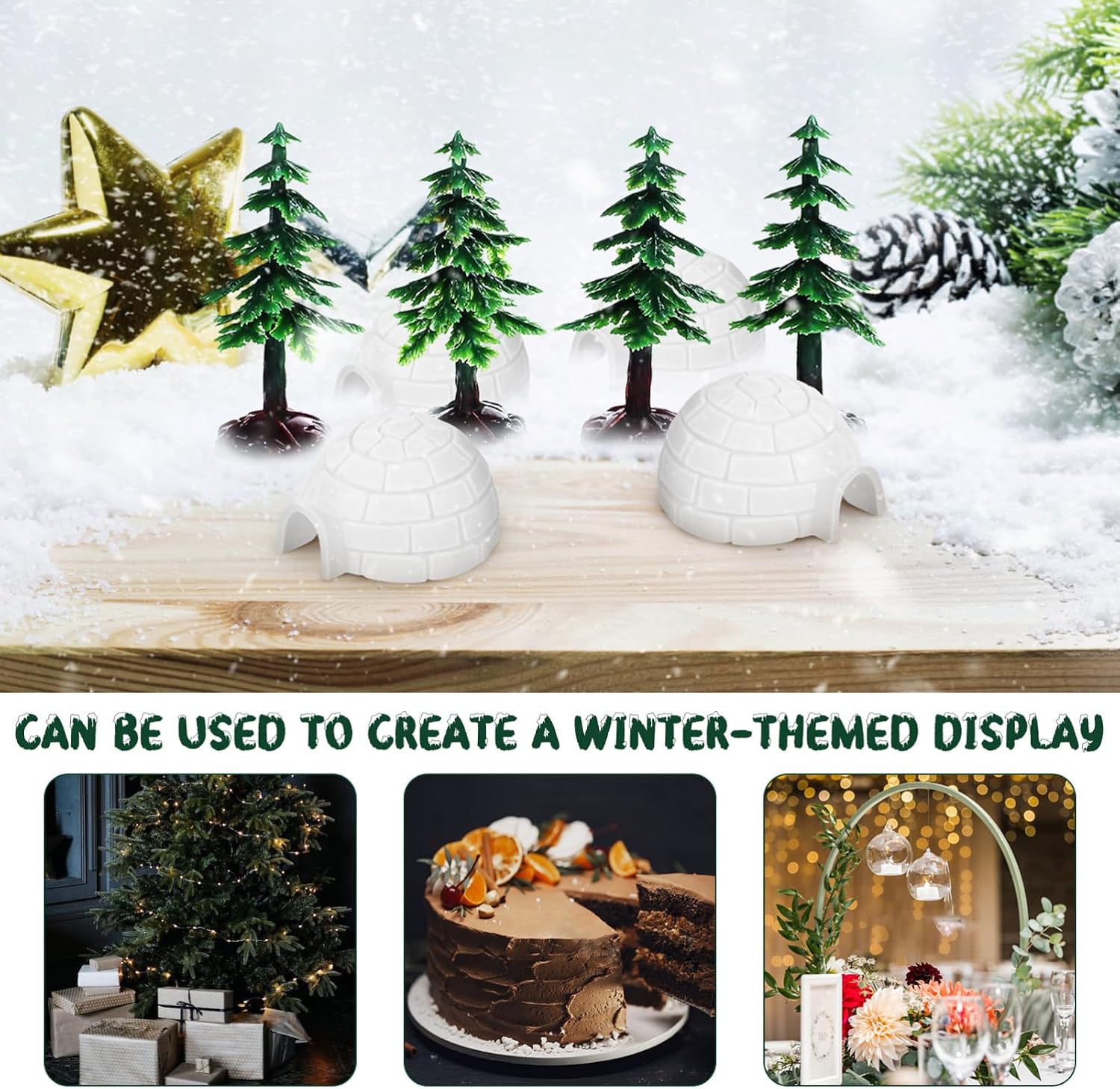 Mini Decorations Set with Plastic Model and Christmas Tree Figurines for Holiday Diorama and Sand Table Display