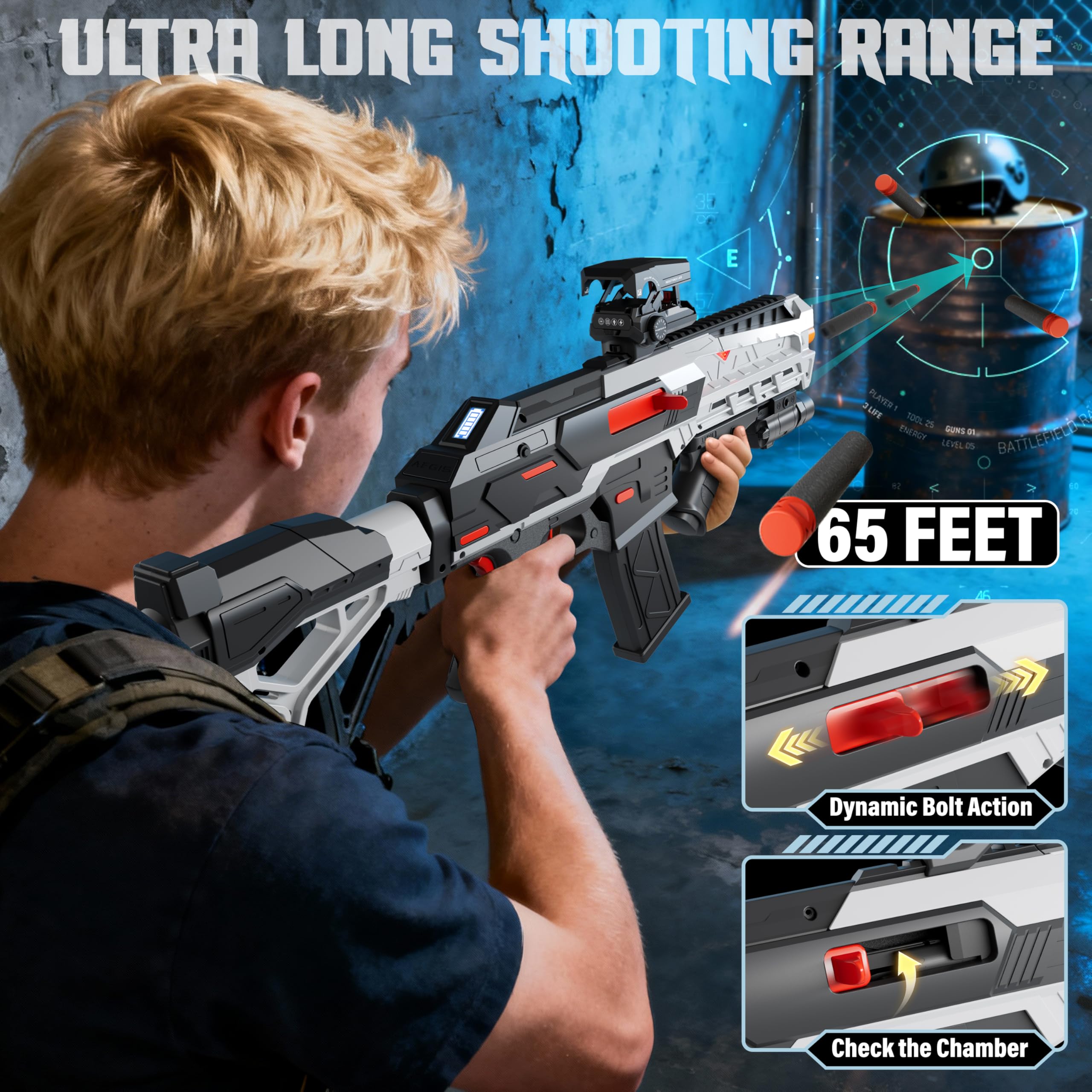 SOFITEN Toy Gun Automatic Sniper Rifle with Foldable Scope