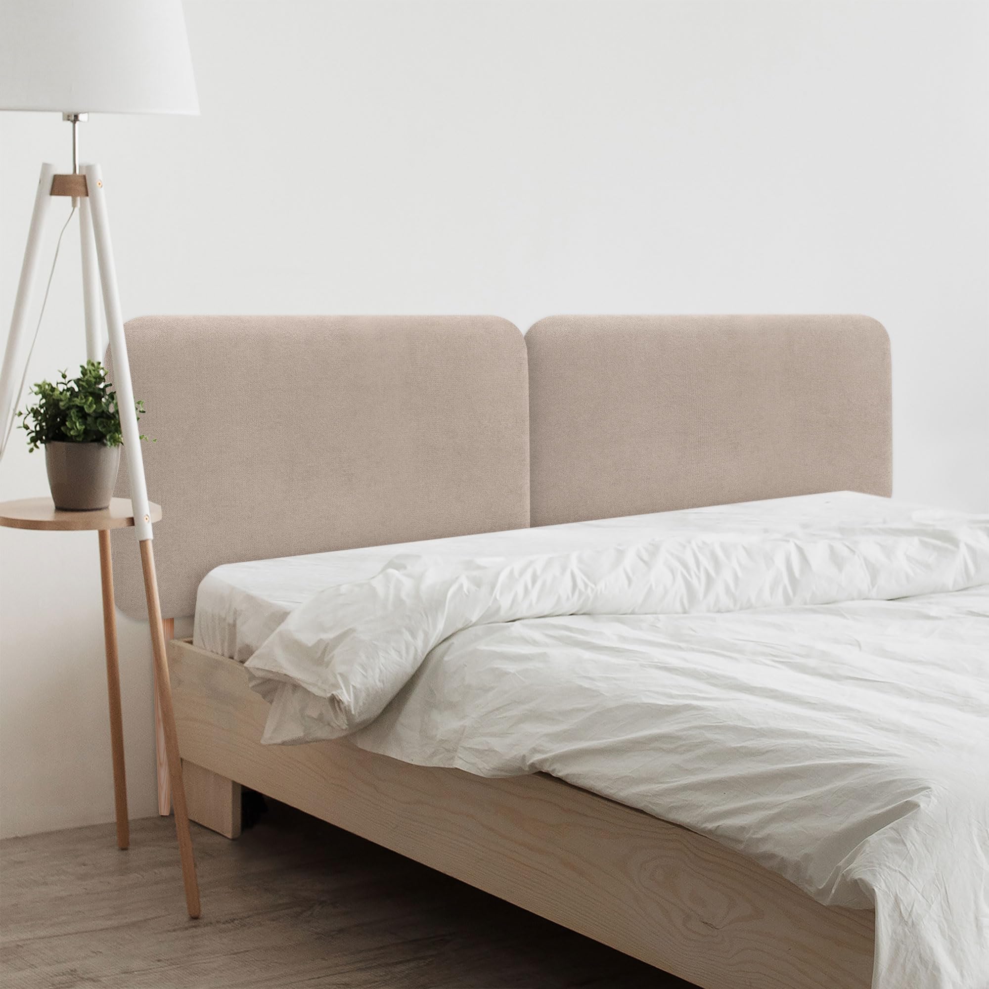 DHOME Gepolstertes Glattes Abgerundetes Kopfteil aus Aqualine-Stoff mit Beinen für Wand Akustik-Kopfteile Schalldämmend Kopfende Bett Schlafzimmer (Beige, 200cm Dual)