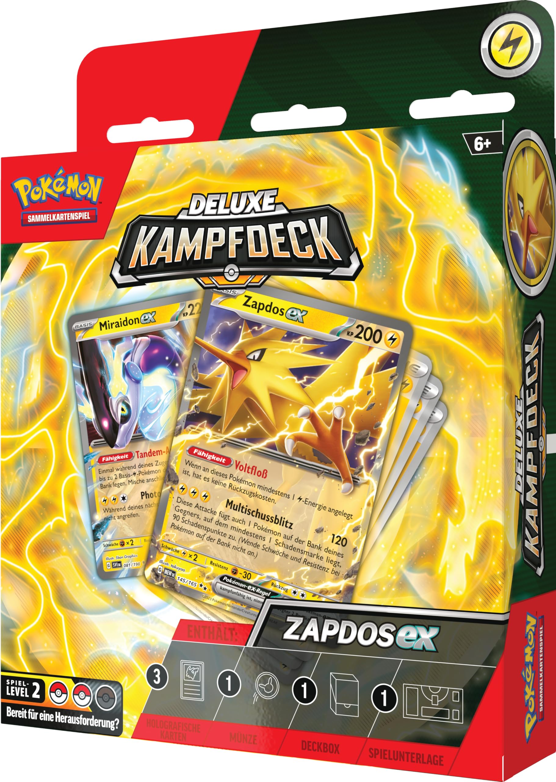 Pokémon-Sammelkartenspiel: Deluxe-Kampfdeck Zapdos-ex (sofort spielbares Deck mit 60 Karten & Zubehör)