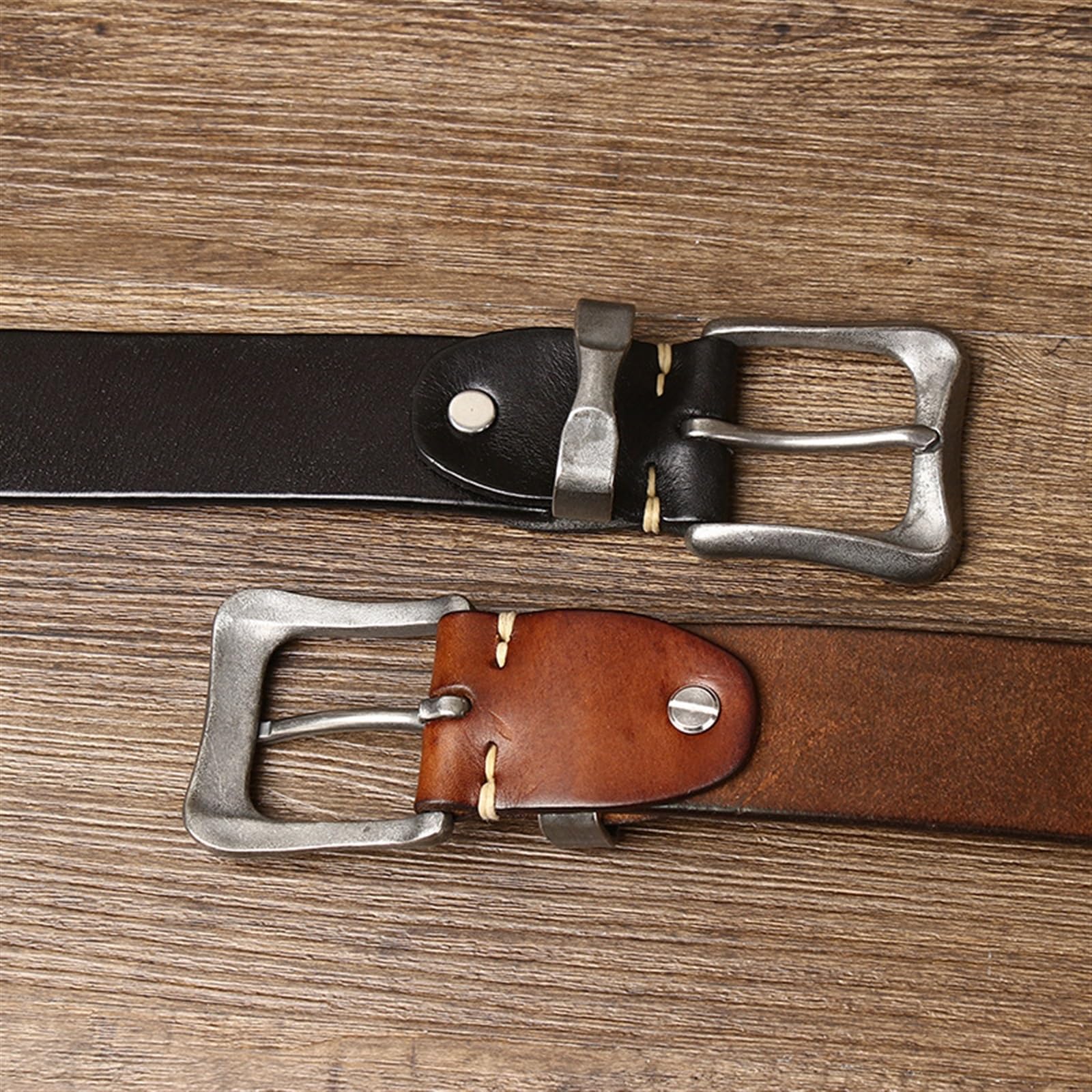 Cinturón ajustable de cuero genuino, Cinturón de hombre de 3,8 CM de espesor, pantalones vaqueros Retro, cinturón de cuero genuino, cinturón con hebilla de acero inoxidable pesado for hombre, correa d