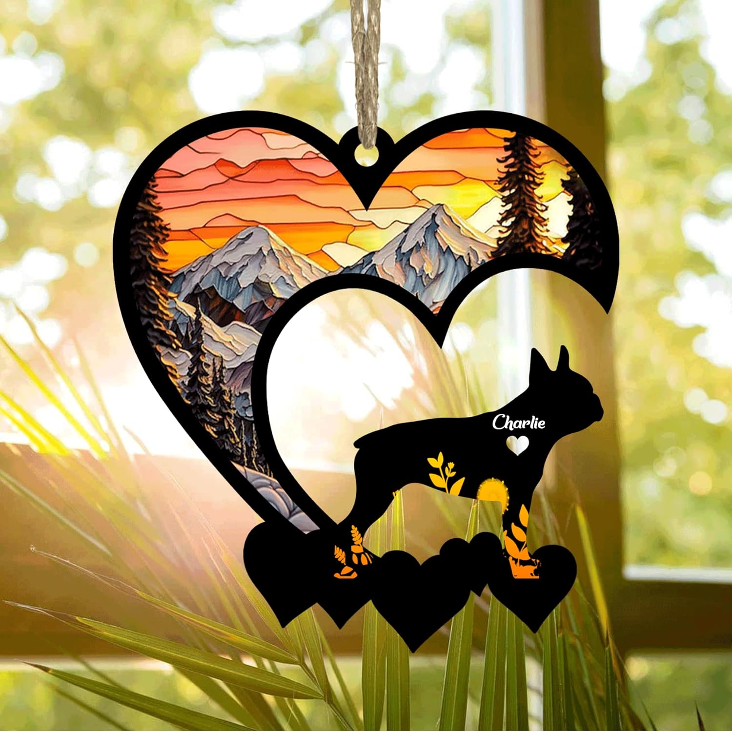 Lovely POD Boston Terrier Suncatcher Ornaments, Personalized Boston Terrier Memorial with Name, Dogs Loss Ornaments, Dog Remembrance Gift, Dog Memory Ornament, Loss of Dogs Sympathy Gifts - Image 3