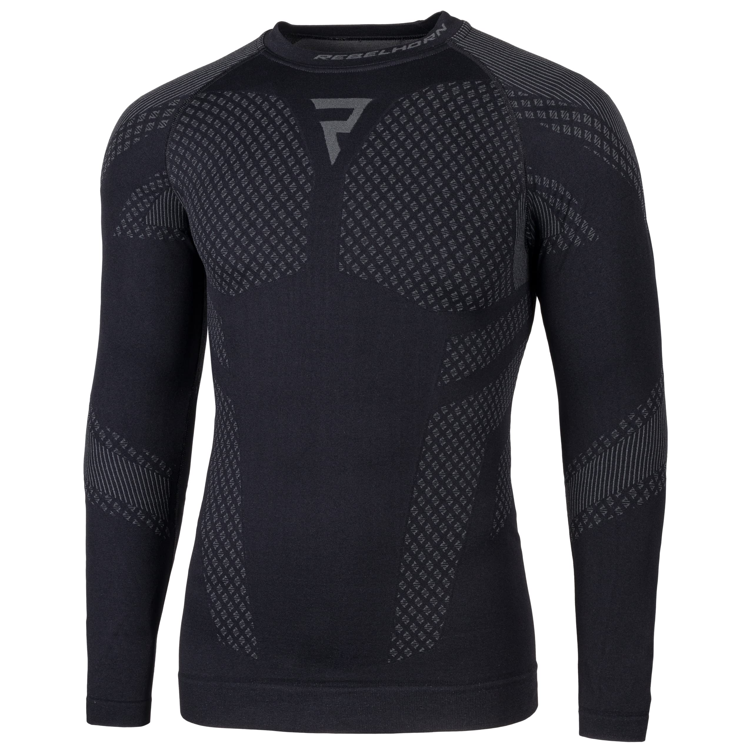 REBELHORN Active II Maglia Termica Uomo | Manica Lunga | Biancheria Termica | Maglietta Funzionale | Assorbe l'umidità | Traspirante | Zone di Compressione | Abbigliamento Moto Termico