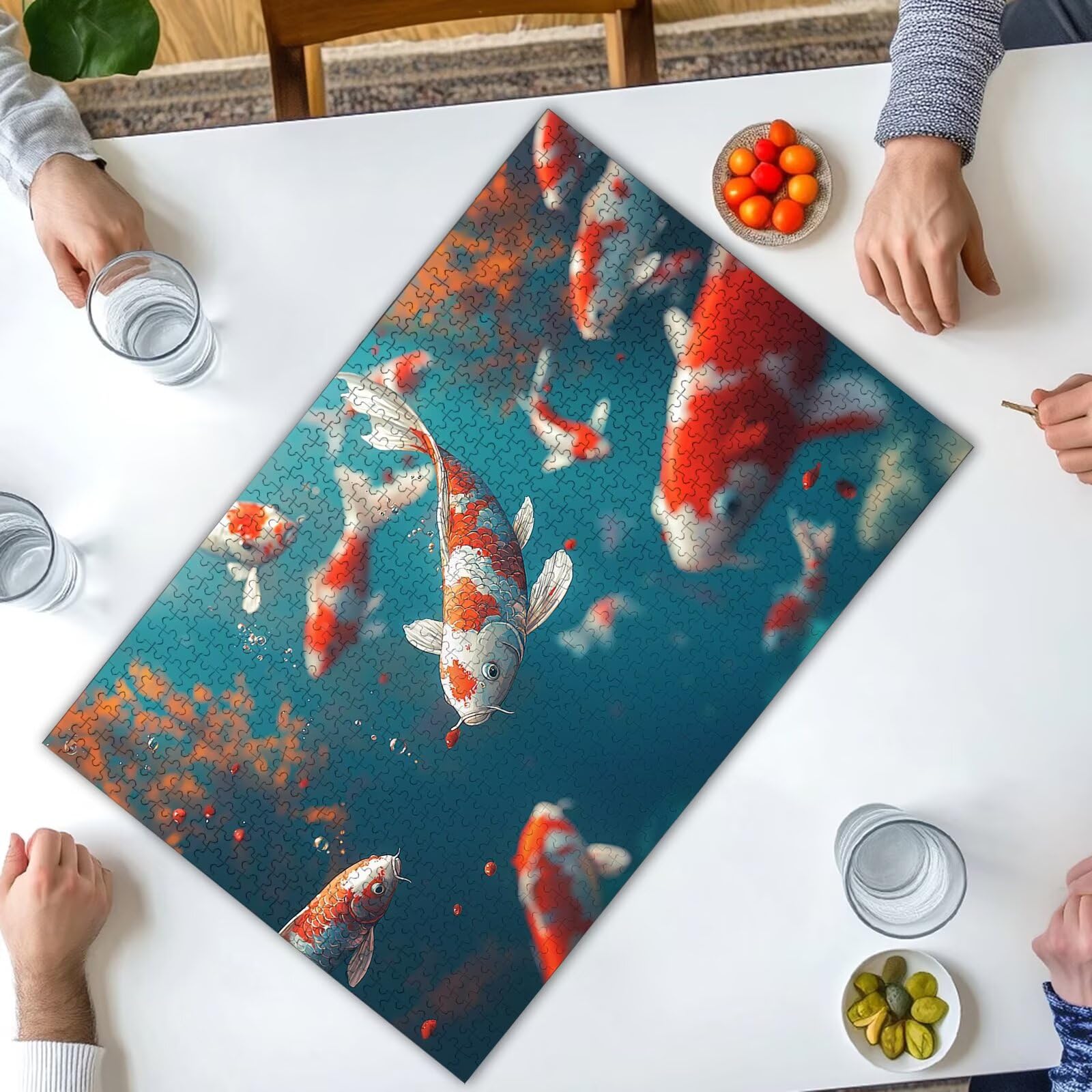 Puzzle dla dorosłych 2000, puzzle Koi dla dorosłych, puzzle ze zwierzętami z wykwintnym pudełkiem do pakowania, niemożliwe drewniane puzzle do wystroju pokoju, prezenty dla kobiet, prezenty dla