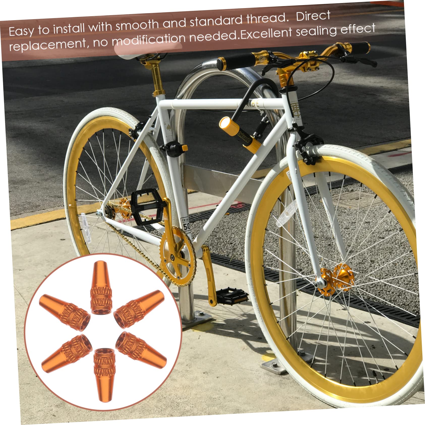 GALPADA 6Pcs Alloy Bike Valve Caps for Road Bikes Durable Air Dust Covers Easy Install Fit for Bicycle Tyres