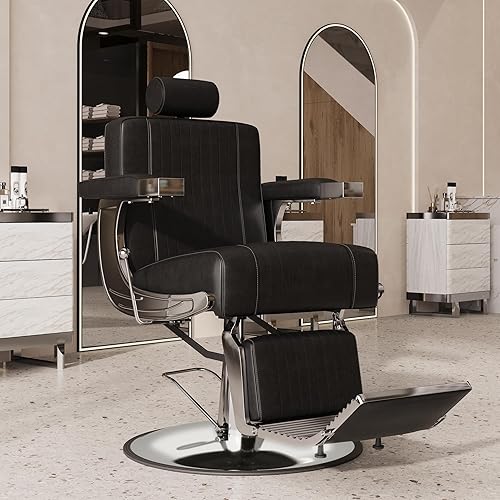 Miniatura 2 de Sillas de peluquería para peluquería, sillas reclinables para estilista, silla de peluquería giratoria profesional 360, silla de pelo ajustable en