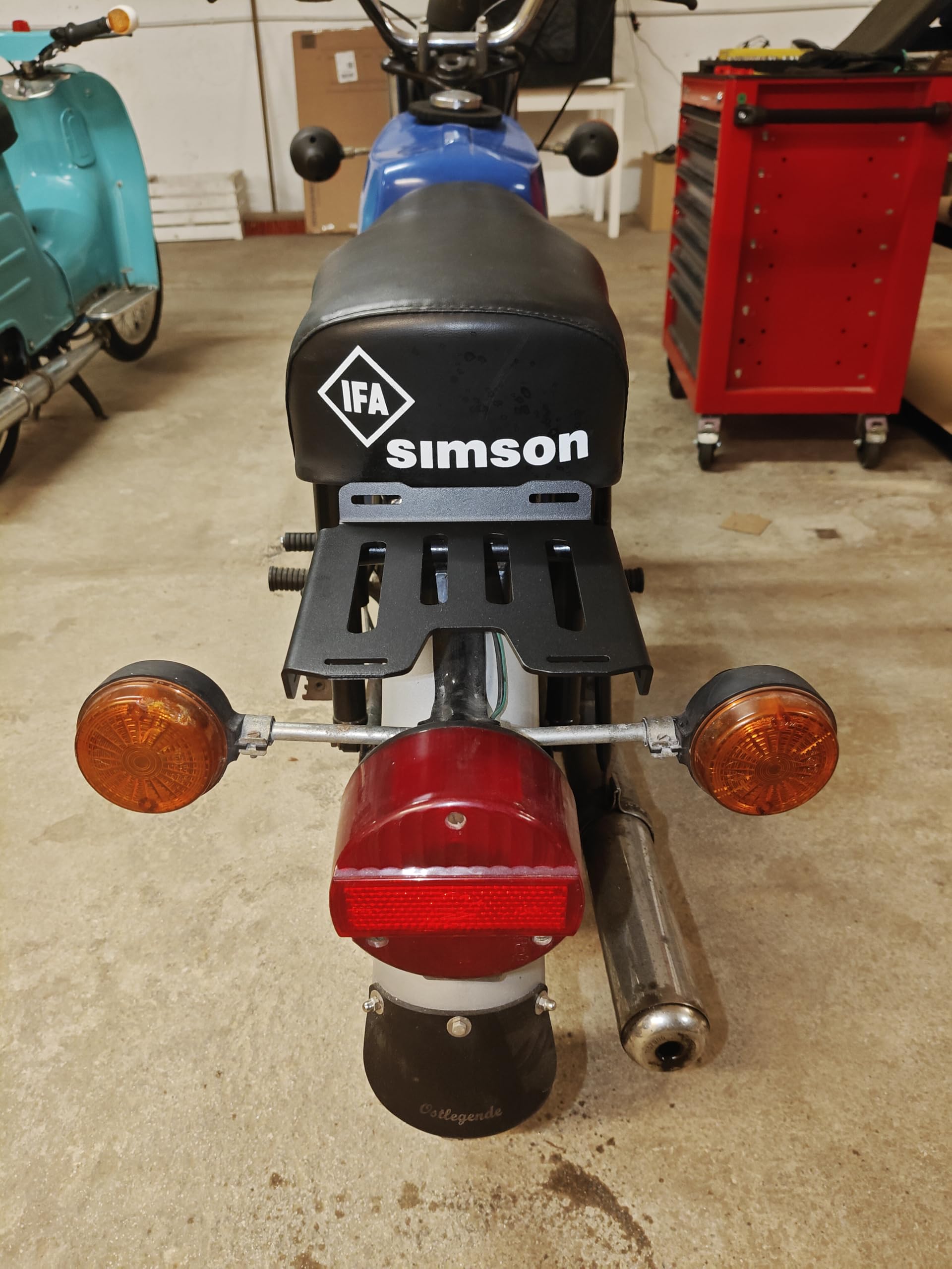 Gepäckträger „Rallye“ für Simson S50, S51, S70 – Stabiler Stahlträger, Custom Design, schwarz pulverbeschichtet (ohne Spanngurte)
