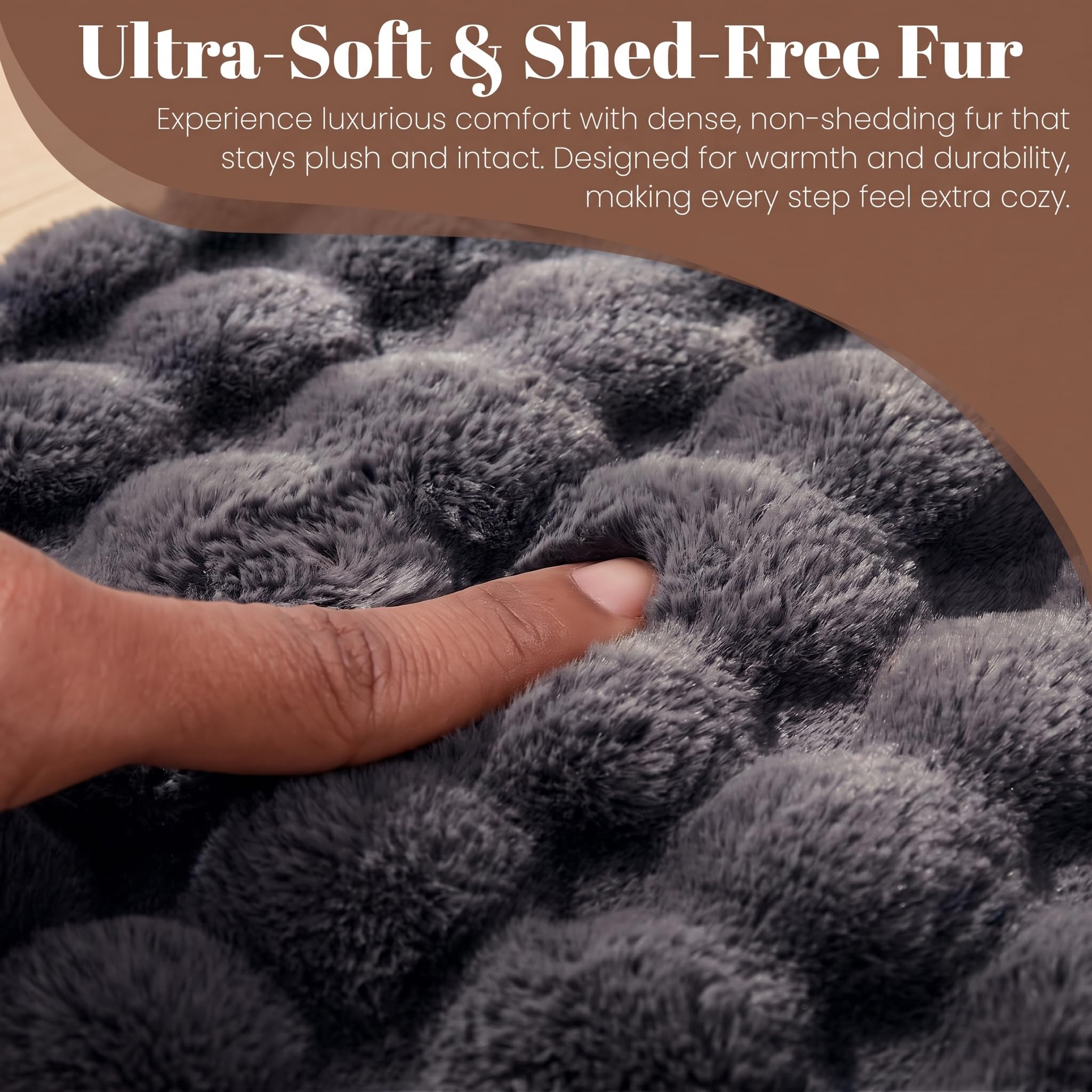 Grey Faux Fur Rug - Soft & Cozy Home Decor -6