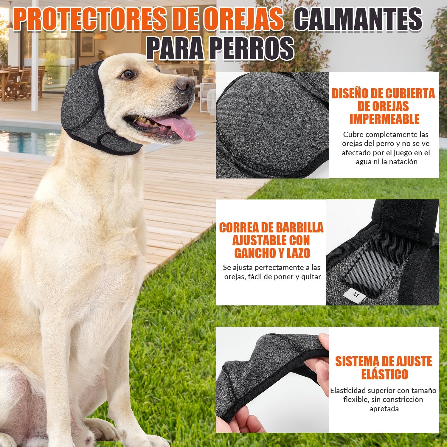 SlowTon Conjunto de 2 Unidades de Orejeras Calmantes y Capucha para Perros