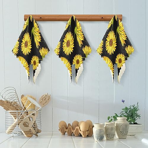 Miniatura 5 de Autumn Sunflowers Cotton Decorative Microfiber Kitchen Dish Towels Fast Drying 6 Pack Kitchen Accessories for Cooking for Bathroom Coffee