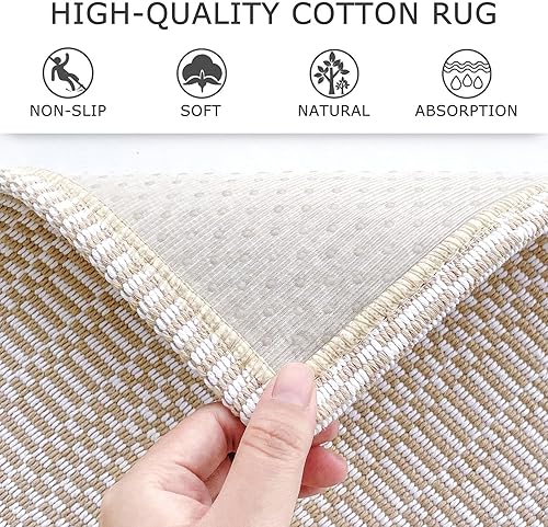 Miniatura 4 de KOZYFLY Boho Rugs - Alfombra lavable de 3 x 5 pies para puerta delantera, antideslizante, para cocina, porche, alfombra de algodón para entrada,