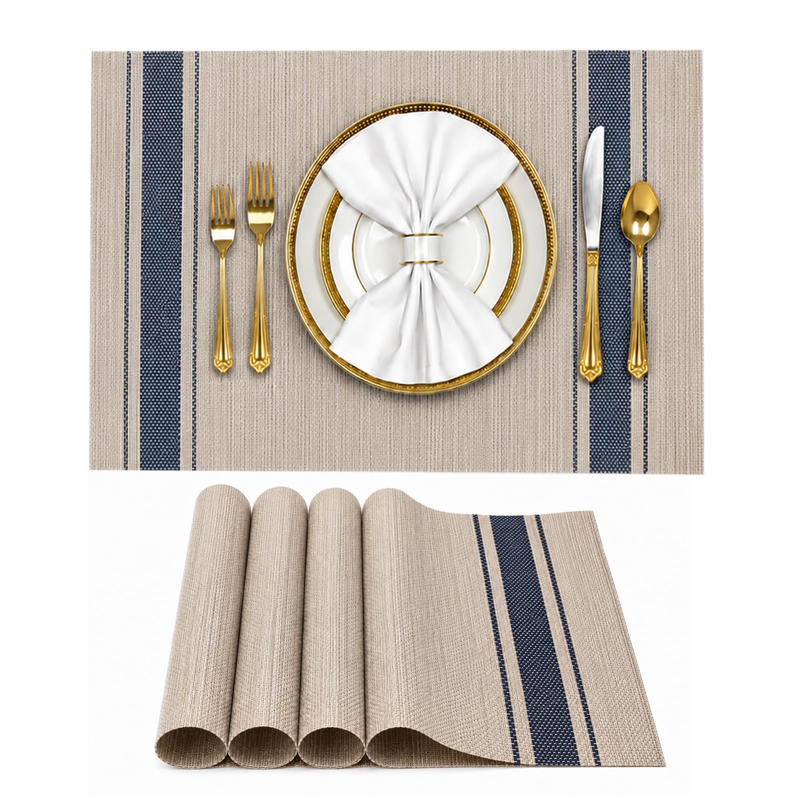 Solitude Placemats Set of 6 Dining Table Place Mats | Placemats Table Mat PVC Material | Non-Slip Heat Resistant | Dining Tablemates Washable Anti-Skid | Size 45 x 30 CM (Brown) — Amazon image 17