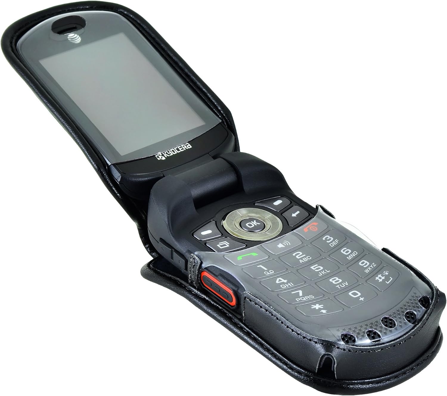 Turtleback Fitted Case Compatible with Kyocera DuraXE Flip Phone Holster Black Leather Rotating Heavy Duty Removable Metal Belt Clip