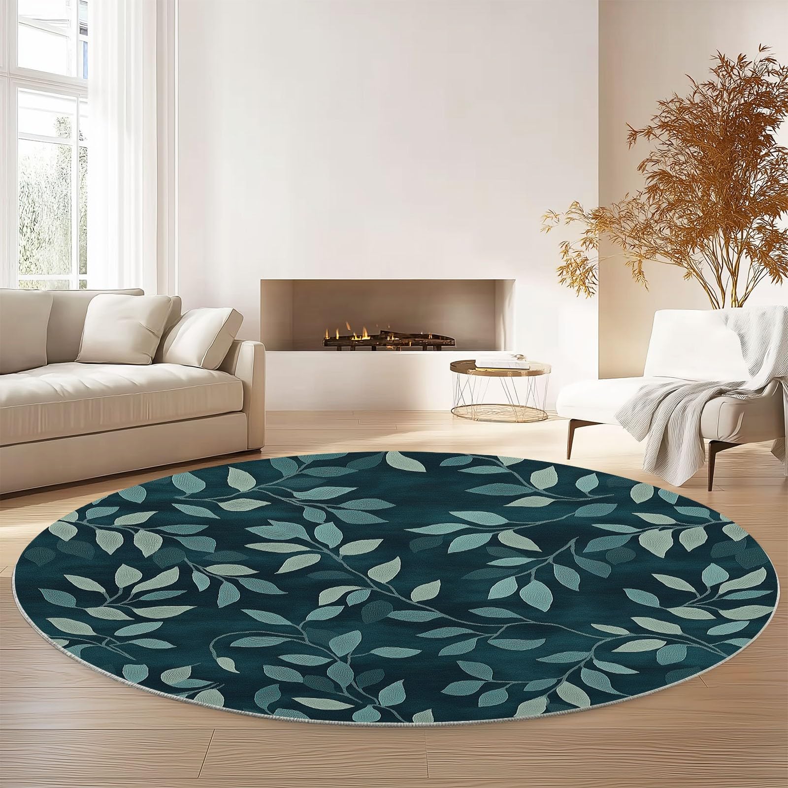 Tappeto rotondo da 120 cm, tappeto moderno antiscivolo, per interni, in flanella, lavabile, morbido, per cameretta dei bambini, stanza dei giochi, camera da letto, 120 cm