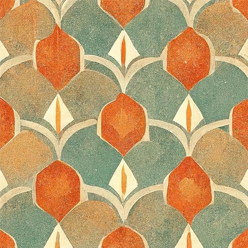 MuralPeel Modern Yellow Orange Geometric Mosaic Peel and Stick Wallpaper Self Adhesive Removable Easy Peel Off Stick on Wall Paper for Bedroom Cabinet Renter